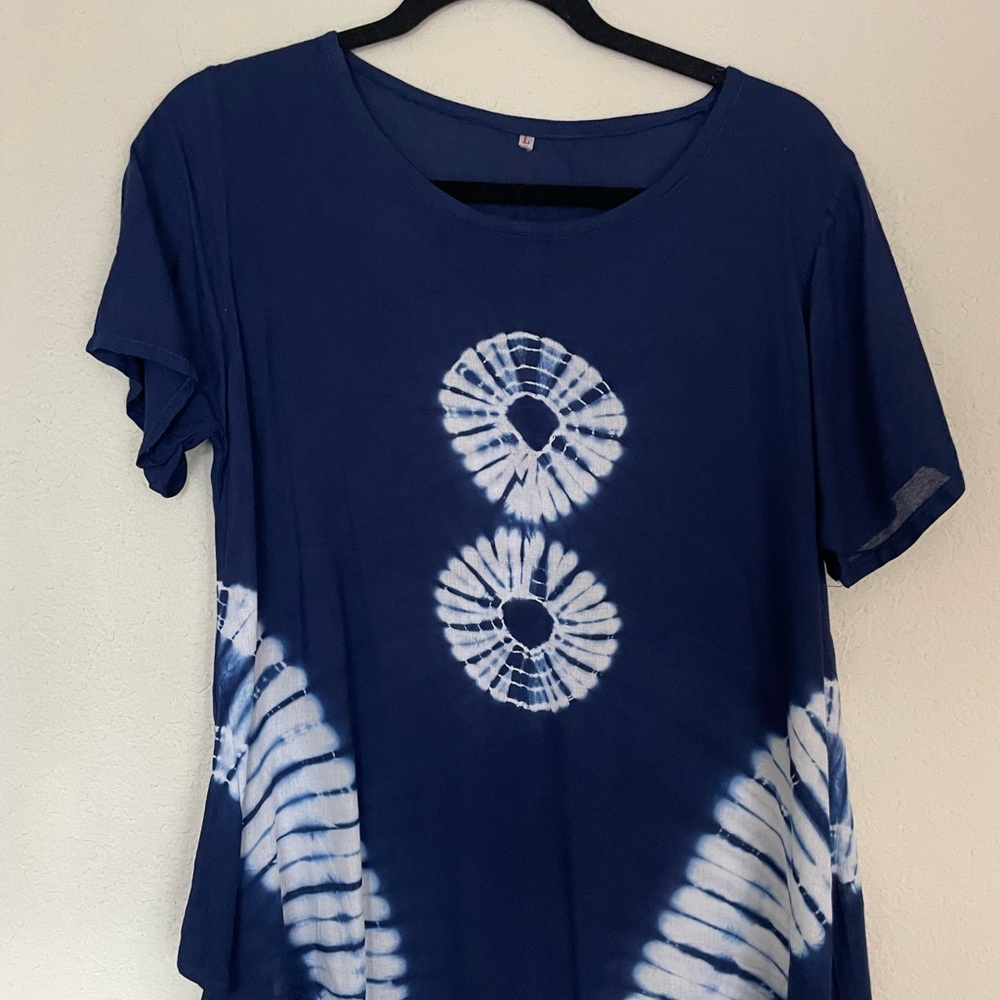 Navy Blue Tie-Dye Women's Top